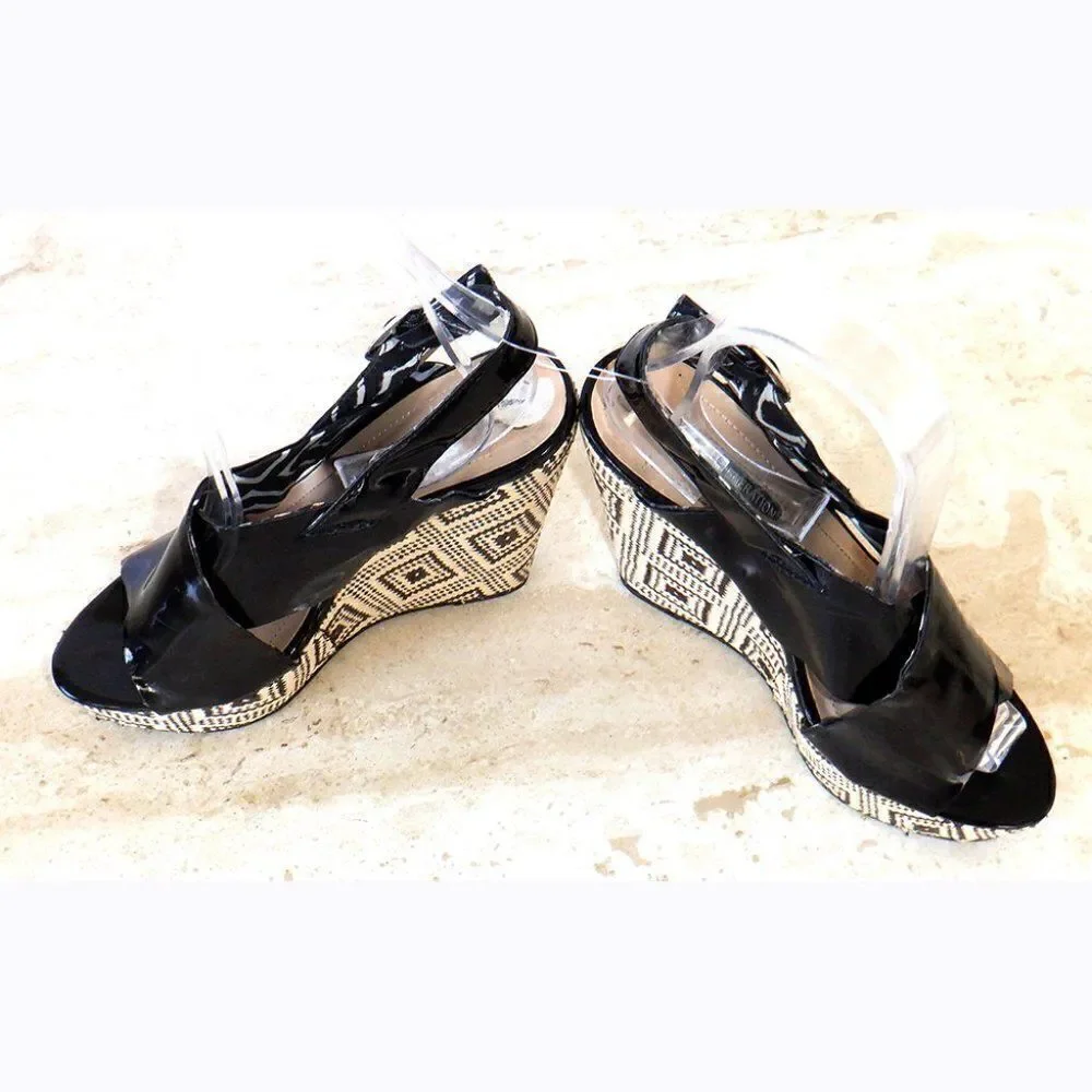 BCBG Black Tribal design wedges